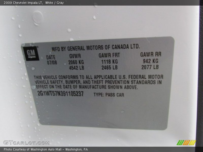White / Gray 2009 Chevrolet Impala LT