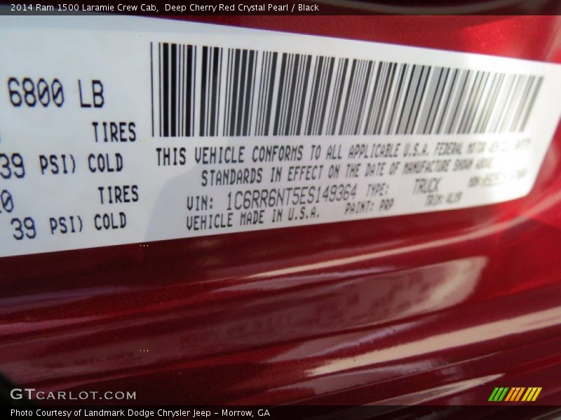 Deep Cherry Red Crystal Pearl / Black 2014 Ram 1500 Laramie Crew Cab