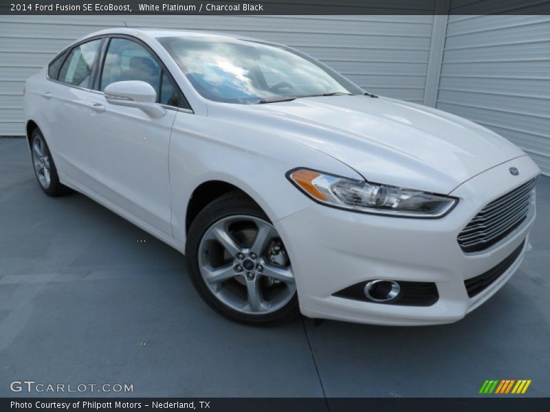 White Platinum / Charcoal Black 2014 Ford Fusion SE EcoBoost