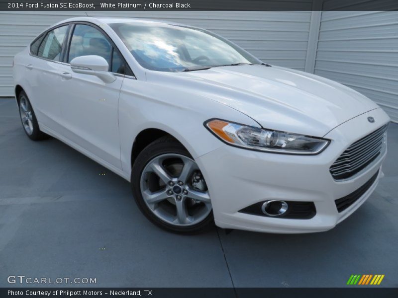 White Platinum / Charcoal Black 2014 Ford Fusion SE EcoBoost