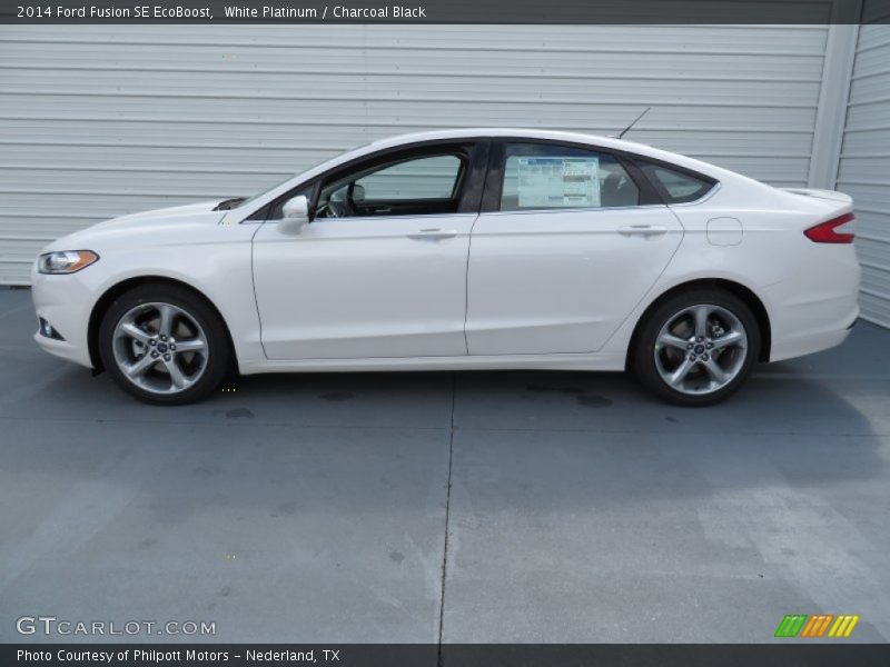 White Platinum / Charcoal Black 2014 Ford Fusion SE EcoBoost