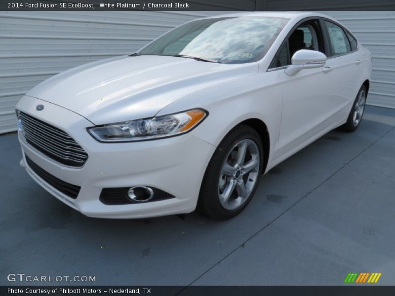 White Platinum / Charcoal Black 2014 Ford Fusion SE EcoBoost