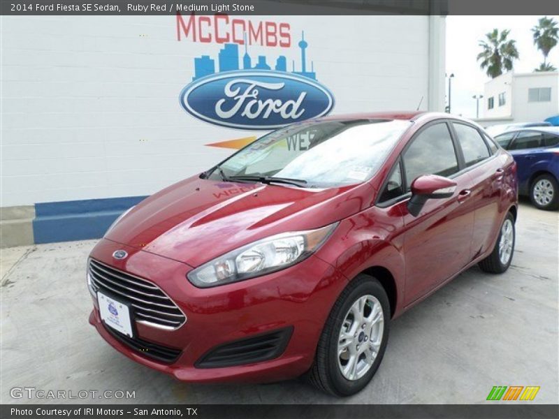 Ruby Red / Medium Light Stone 2014 Ford Fiesta SE Sedan