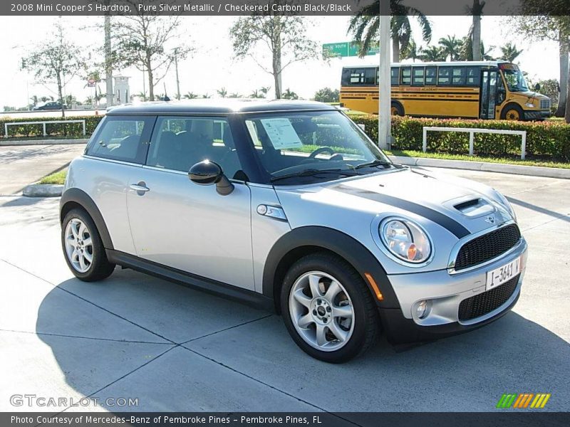 Pure Silver Metallic / Checkered Carbon Black/Black 2008 Mini Cooper S Hardtop