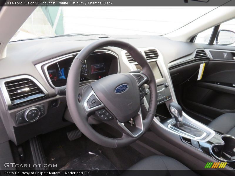 White Platinum / Charcoal Black 2014 Ford Fusion SE EcoBoost