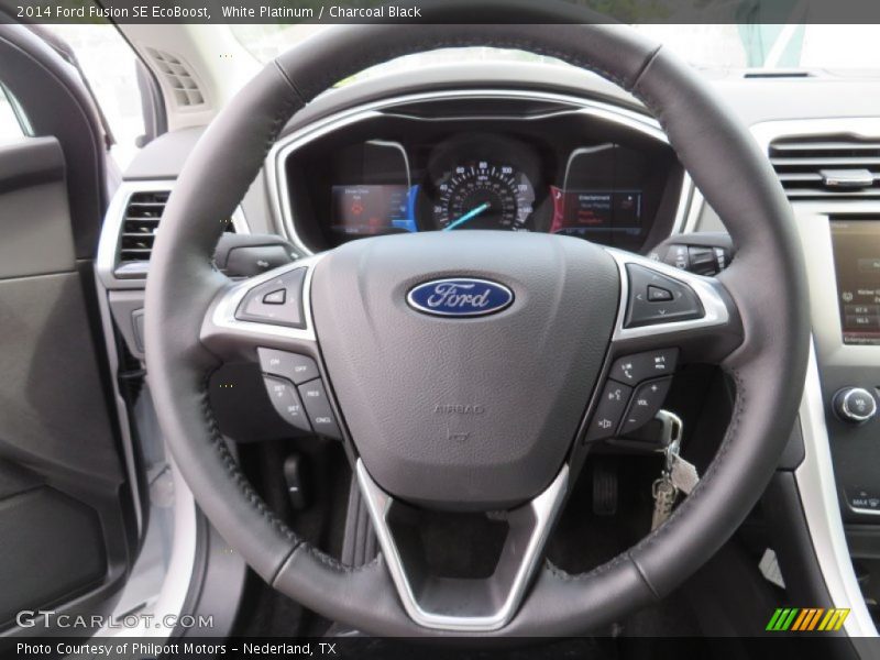 White Platinum / Charcoal Black 2014 Ford Fusion SE EcoBoost