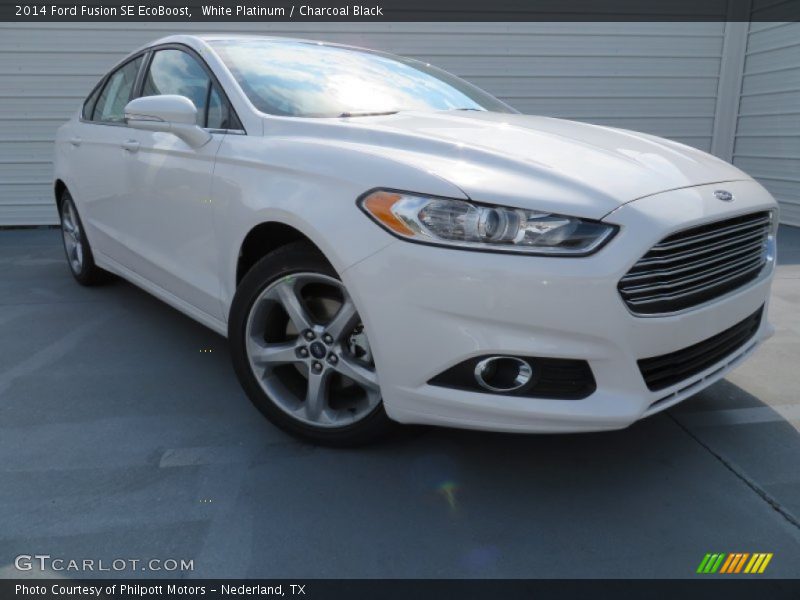 White Platinum / Charcoal Black 2014 Ford Fusion SE EcoBoost