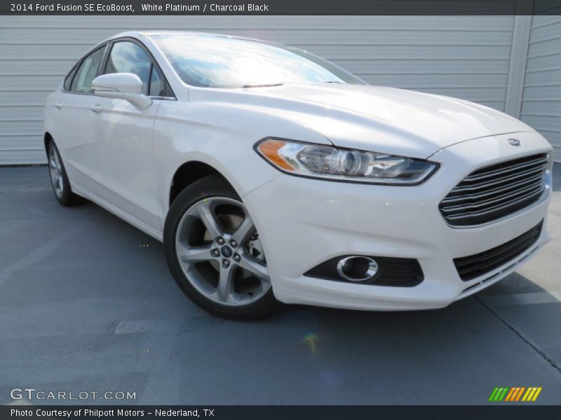 White Platinum / Charcoal Black 2014 Ford Fusion SE EcoBoost