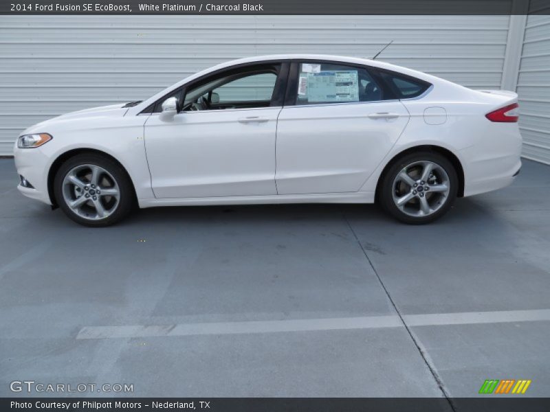 White Platinum / Charcoal Black 2014 Ford Fusion SE EcoBoost