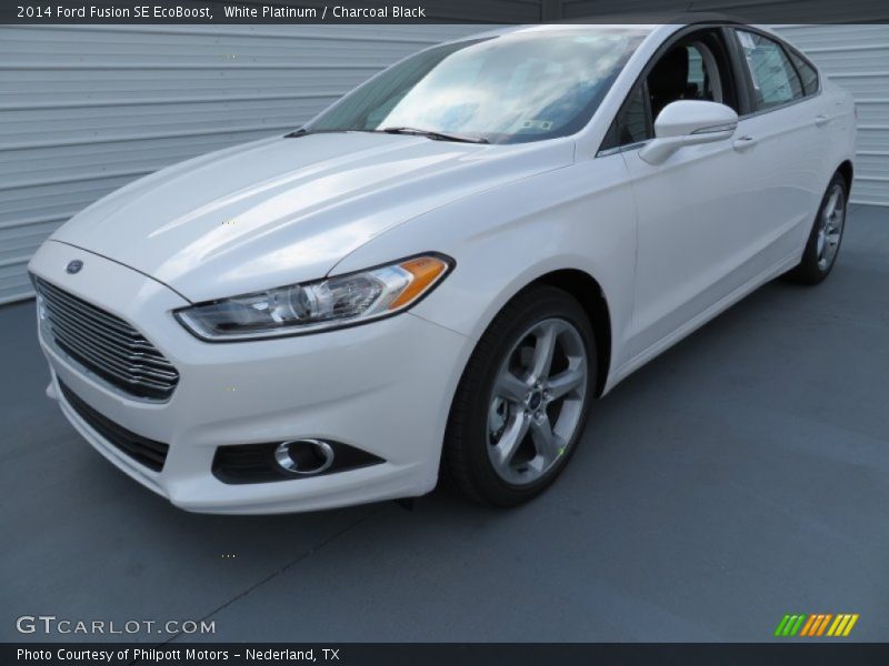 White Platinum / Charcoal Black 2014 Ford Fusion SE EcoBoost