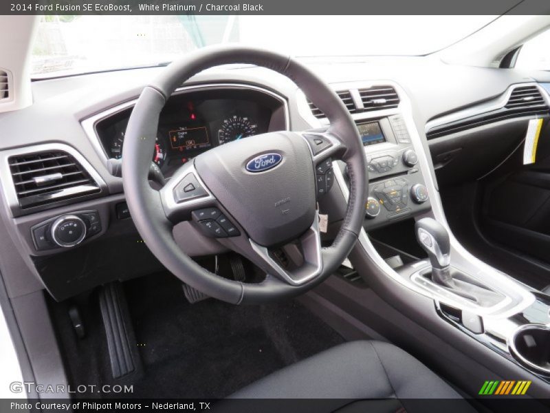 White Platinum / Charcoal Black 2014 Ford Fusion SE EcoBoost