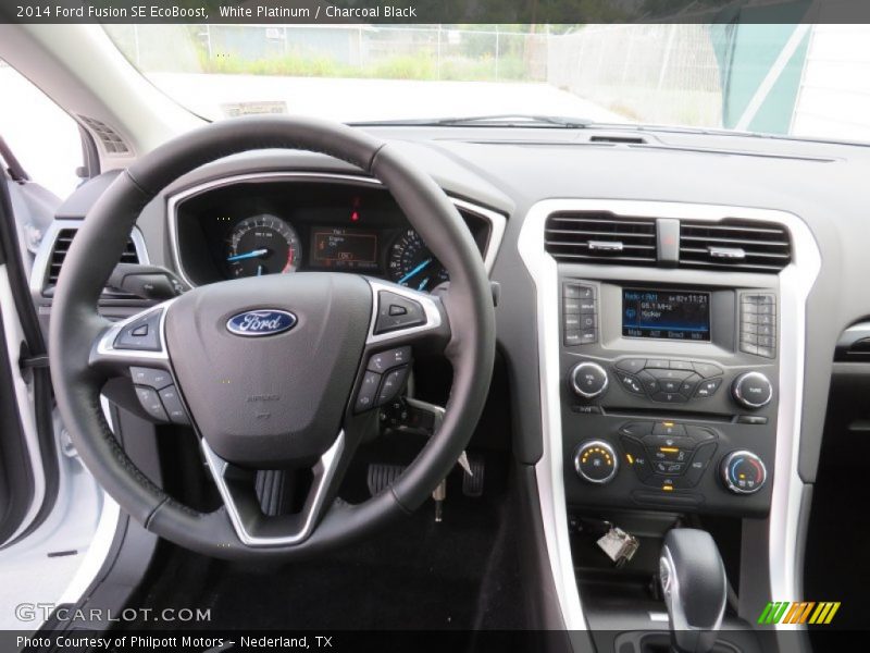 White Platinum / Charcoal Black 2014 Ford Fusion SE EcoBoost