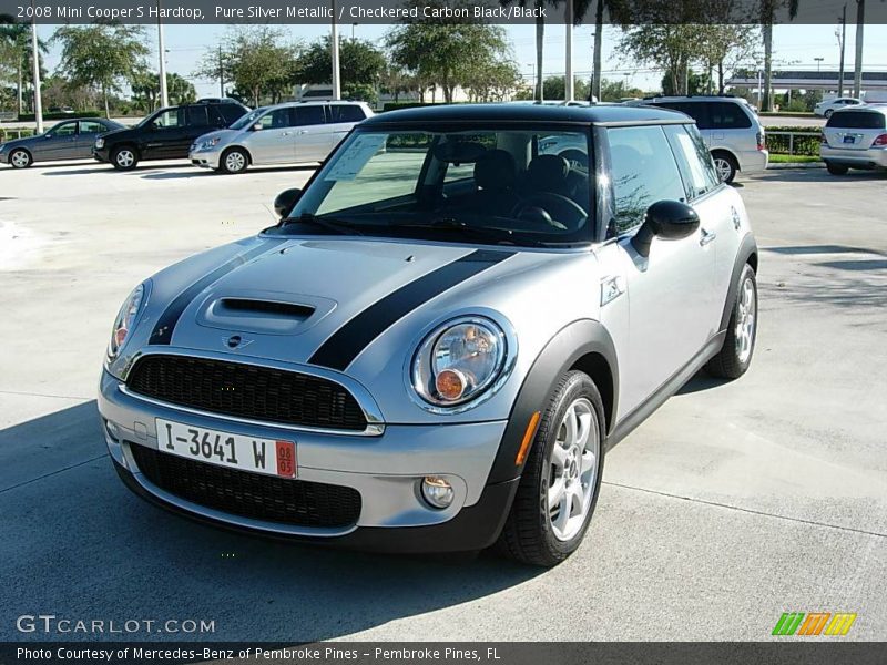 Pure Silver Metallic / Checkered Carbon Black/Black 2008 Mini Cooper S Hardtop