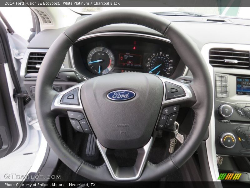 White Platinum / Charcoal Black 2014 Ford Fusion SE EcoBoost
