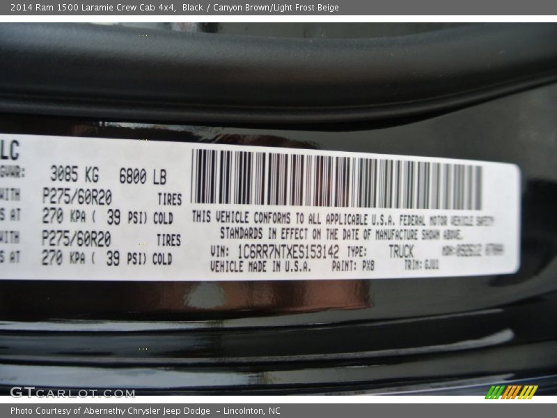 2014 1500 Laramie Crew Cab 4x4 Black Color Code PX8