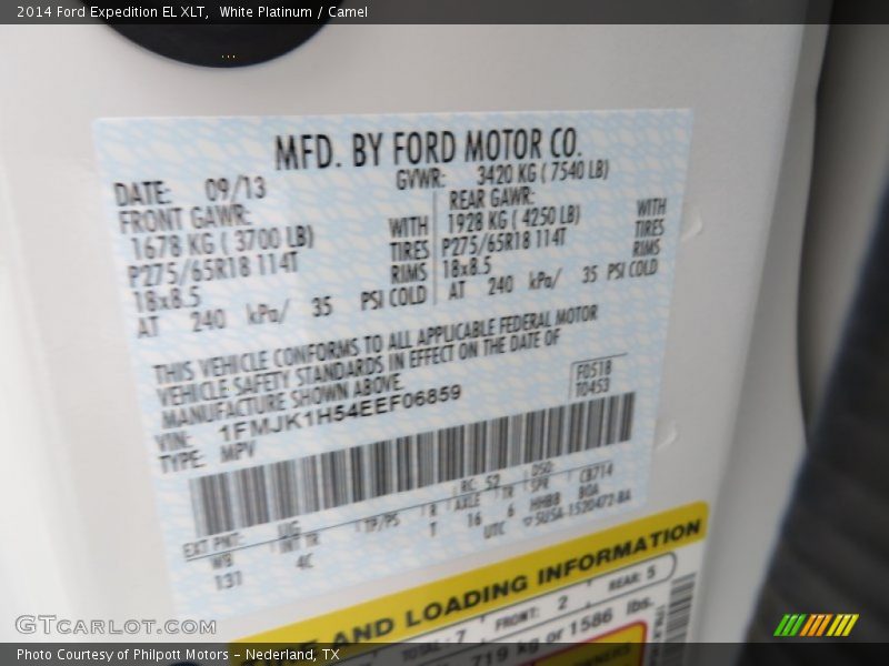 White Platinum / Camel 2014 Ford Expedition EL XLT