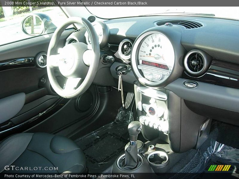 Pure Silver Metallic / Checkered Carbon Black/Black 2008 Mini Cooper S Hardtop