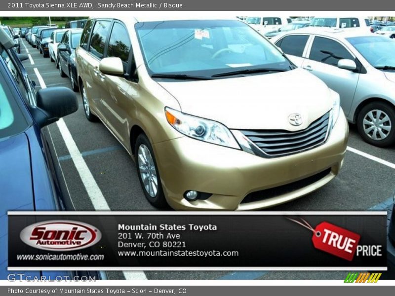 Sandy Beach Metallic / Bisque 2011 Toyota Sienna XLE AWD