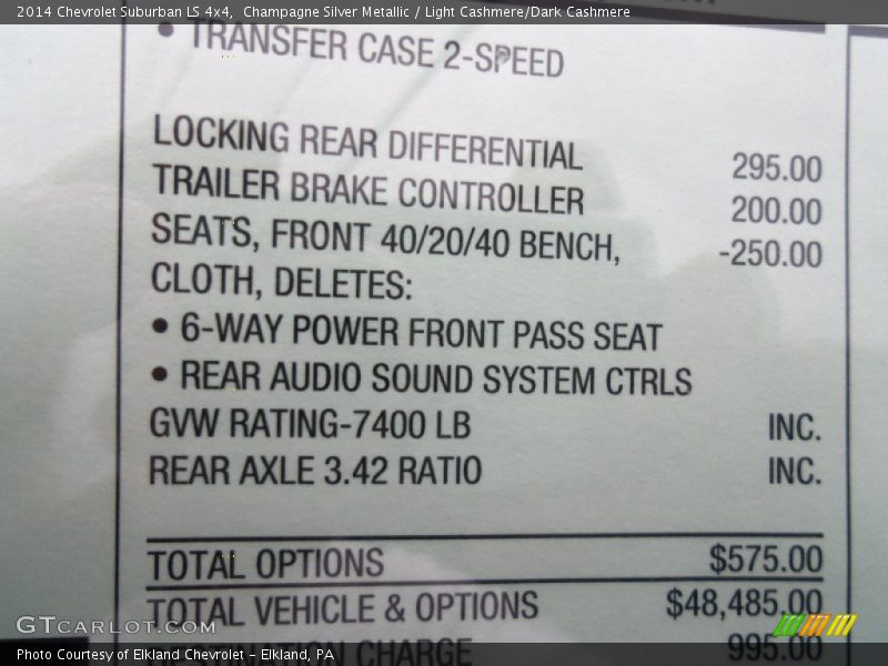 Champagne Silver Metallic / Light Cashmere/Dark Cashmere 2014 Chevrolet Suburban LS 4x4