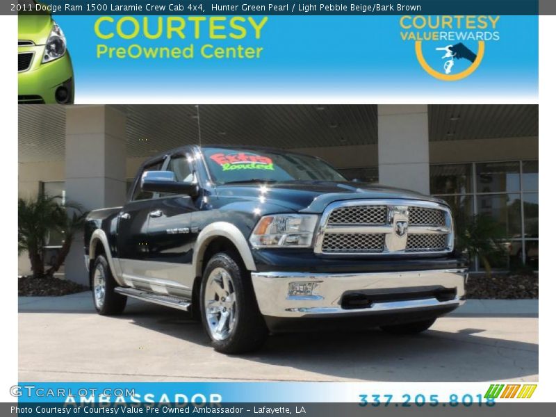 Hunter Green Pearl / Light Pebble Beige/Bark Brown 2011 Dodge Ram 1500 Laramie Crew Cab 4x4