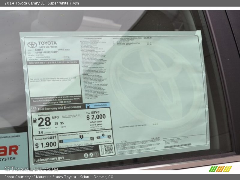 Super White / Ash 2014 Toyota Camry LE
