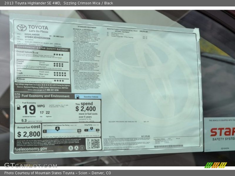 Sizzling Crimson Mica / Black 2013 Toyota Highlander SE 4WD
