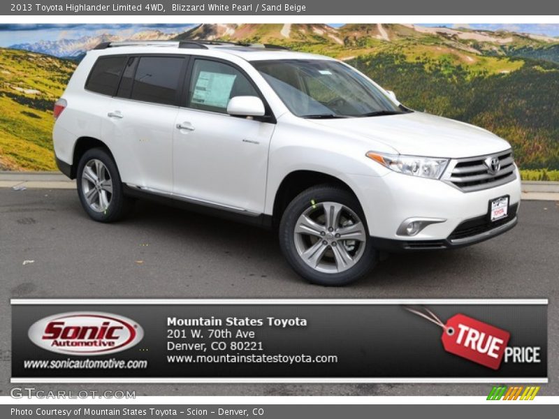 Blizzard White Pearl / Sand Beige 2013 Toyota Highlander Limited 4WD