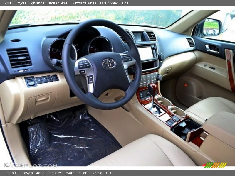 Blizzard White Pearl / Sand Beige 2013 Toyota Highlander Limited 4WD