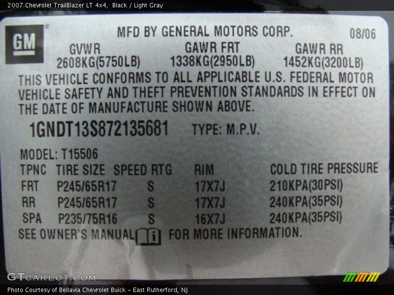 Black / Light Gray 2007 Chevrolet TrailBlazer LT 4x4