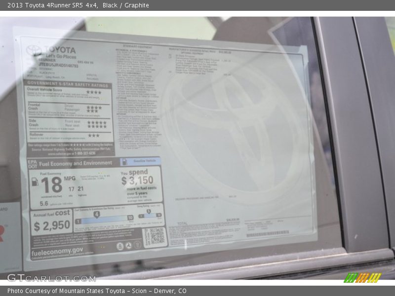 Black / Graphite 2013 Toyota 4Runner SR5 4x4