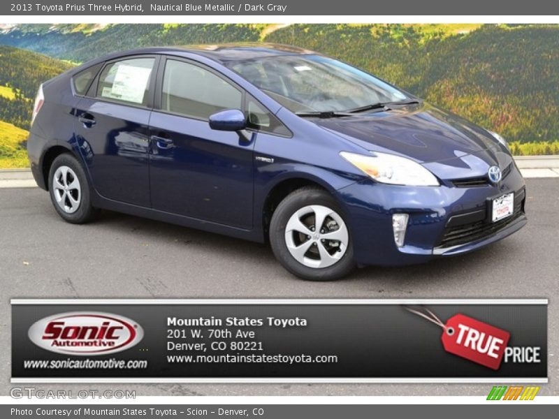 Nautical Blue Metallic / Dark Gray 2013 Toyota Prius Three Hybrid