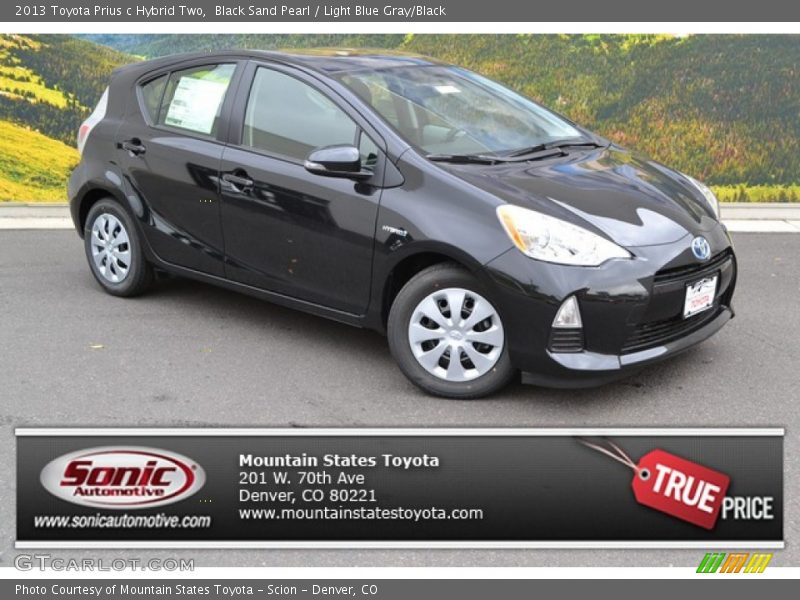 Black Sand Pearl / Light Blue Gray/Black 2013 Toyota Prius c Hybrid Two