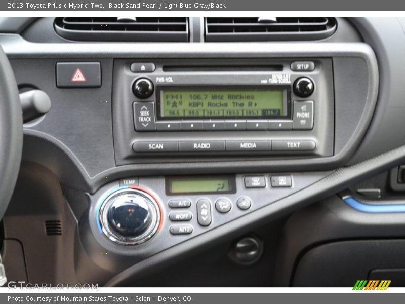 Black Sand Pearl / Light Blue Gray/Black 2013 Toyota Prius c Hybrid Two