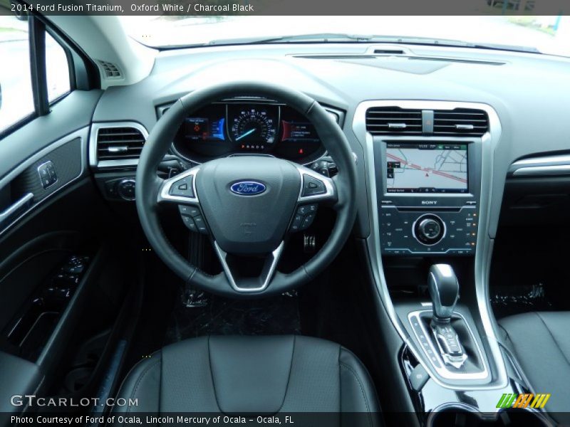 Oxford White / Charcoal Black 2014 Ford Fusion Titanium