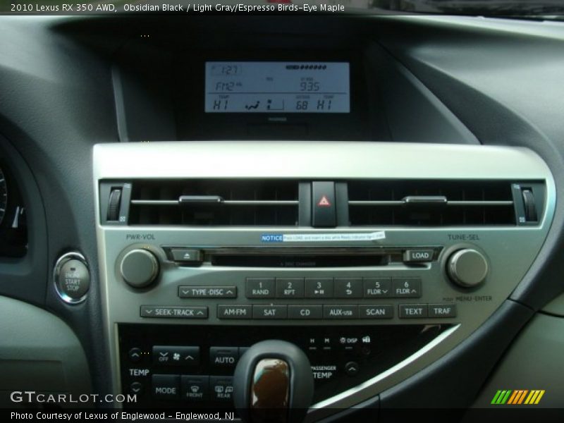 Obsidian Black / Light Gray/Espresso Birds-Eye Maple 2010 Lexus RX 350 AWD