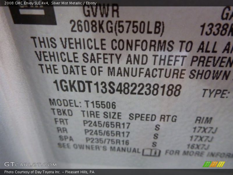 Silver Mist Metallic / Ebony 2008 GMC Envoy SLE 4x4