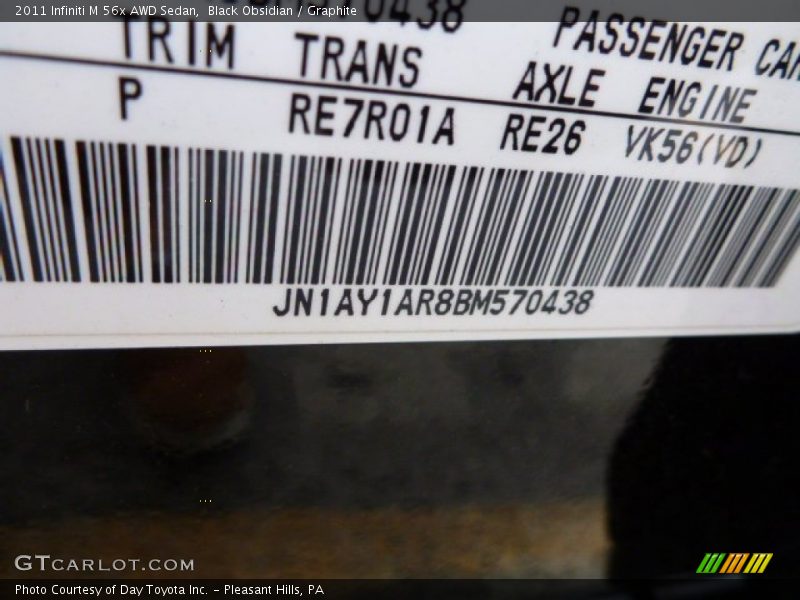 Black Obsidian / Graphite 2011 Infiniti M 56x AWD Sedan