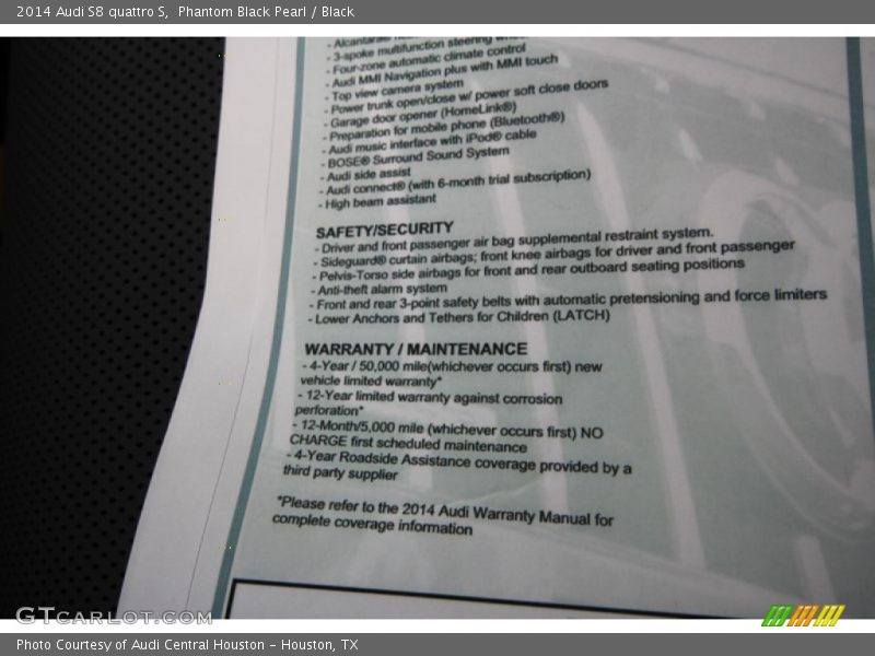  2014 S8 quattro S Window Sticker