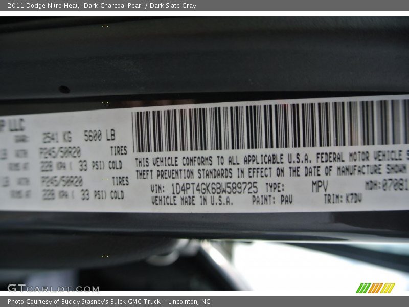 Dark Charcoal Pearl / Dark Slate Gray 2011 Dodge Nitro Heat