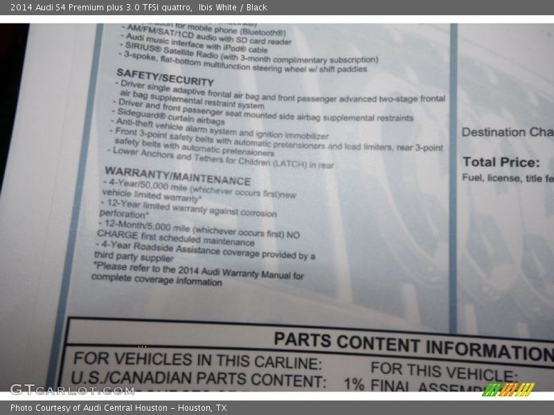 Ibis White / Black 2014 Audi S4 Premium plus 3.0 TFSI quattro