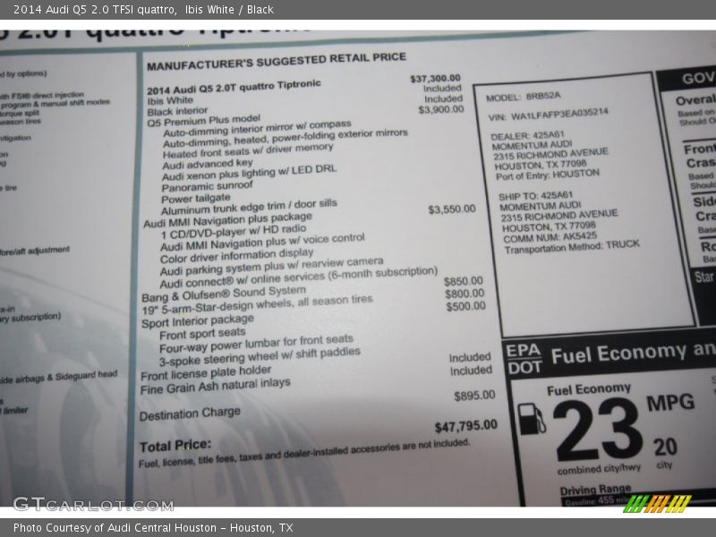 Ibis White / Black 2014 Audi Q5 2.0 TFSI quattro