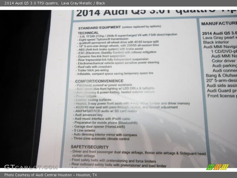 Lava Gray Metallic / Black 2014 Audi Q5 3.0 TFSI quattro
