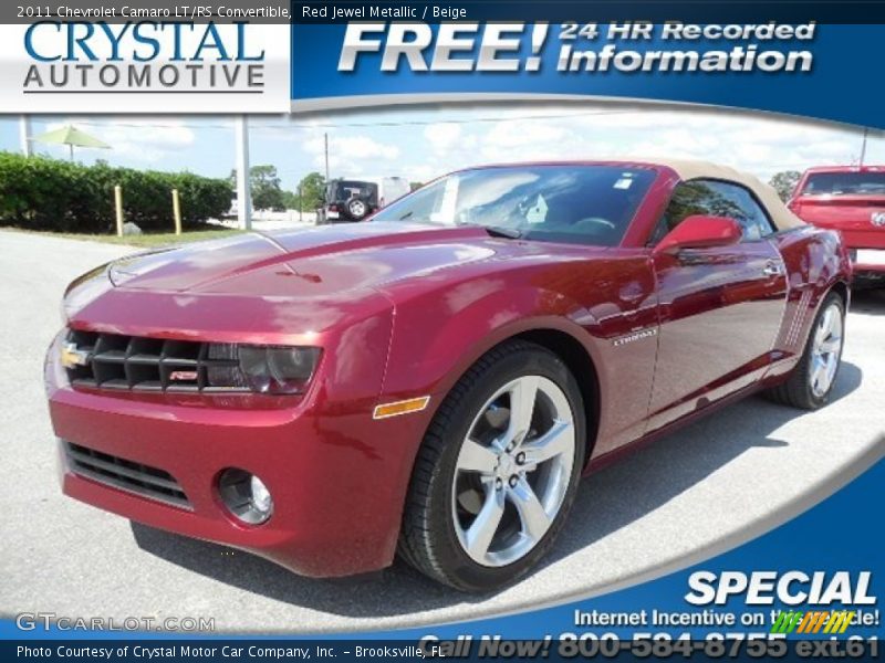 Red Jewel Metallic / Beige 2011 Chevrolet Camaro LT/RS Convertible