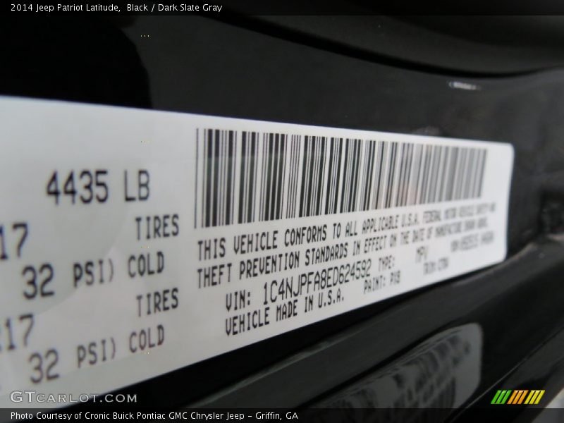 Black / Dark Slate Gray 2014 Jeep Patriot Latitude