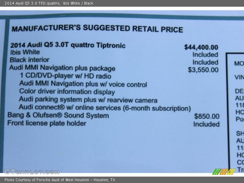 Ibis White / Black 2014 Audi Q5 3.0 TFSI quattro