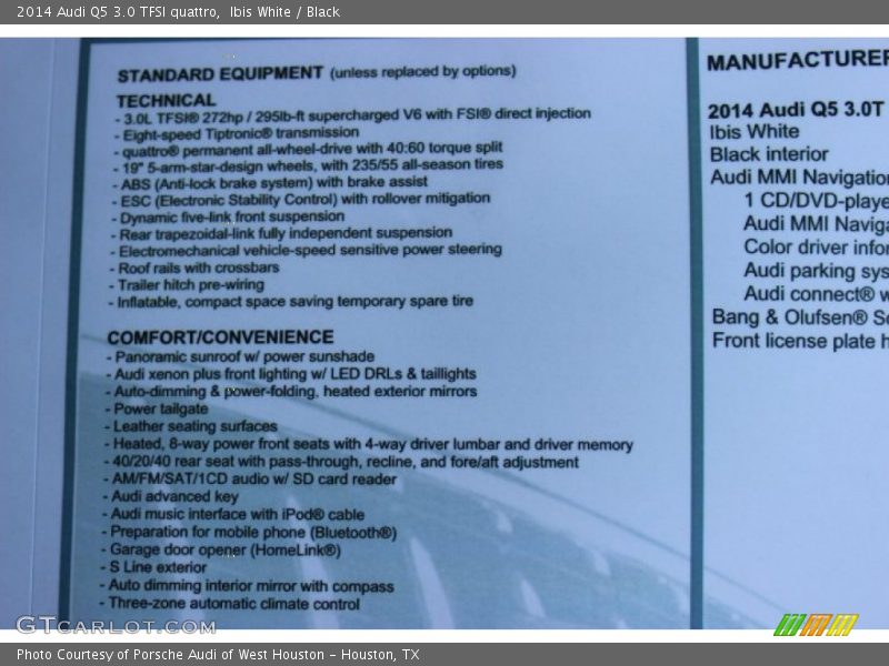 Ibis White / Black 2014 Audi Q5 3.0 TFSI quattro