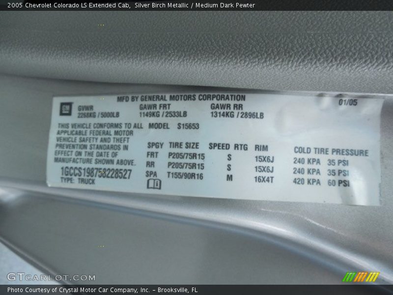 Silver Birch Metallic / Medium Dark Pewter 2005 Chevrolet Colorado LS Extended Cab