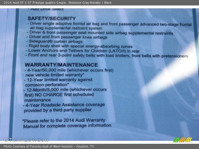Monsoon Gray Metallic / Black 2014 Audi S5 3.0T Prestige quattro Coupe