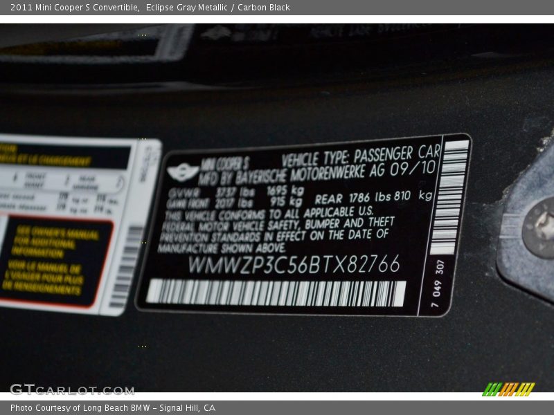 Eclipse Gray Metallic / Carbon Black 2011 Mini Cooper S Convertible