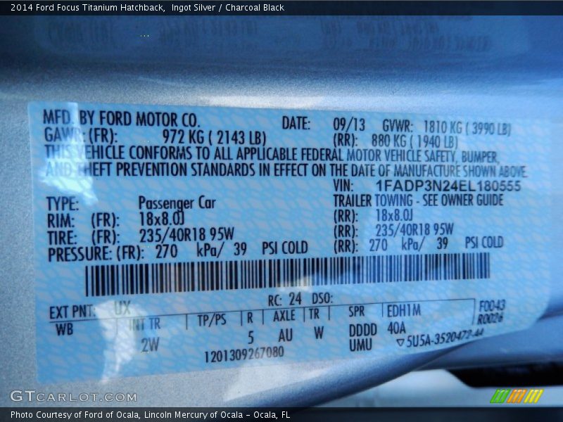 Ingot Silver / Charcoal Black 2014 Ford Focus Titanium Hatchback